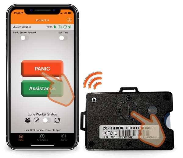 ZONITH-App-Pressing-Panic-Button Application and badge